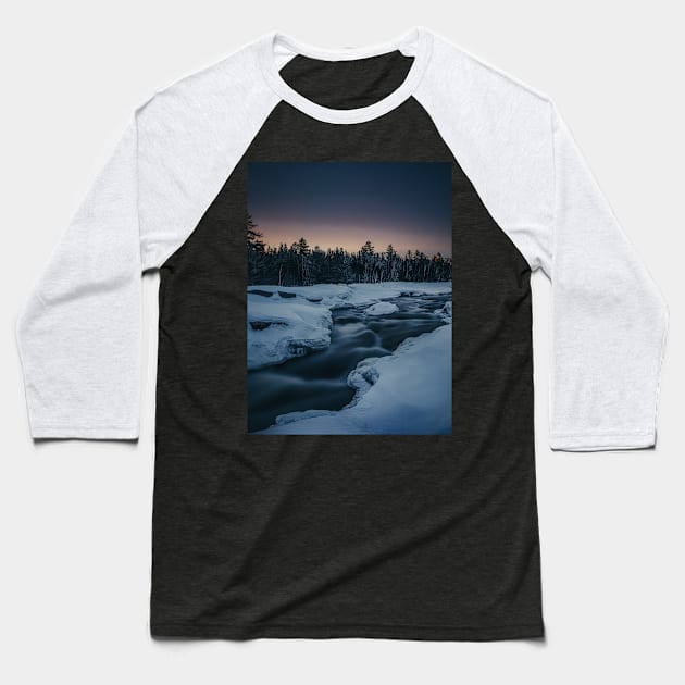 The Quiet Elegance of Pabineau Winter Flow V3 Baseball T-Shirt by Family journey with God